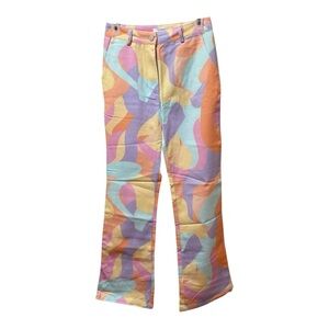 Peppermayo Pastel Abstract Pants 70s Y2K Flare Leg‎